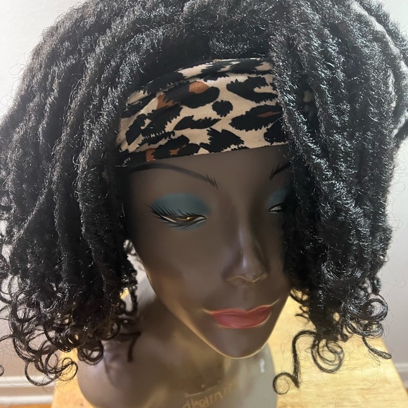 Wigner Short Dreadlock Headband Wig.  Color: 1B - Picture 9 of 11